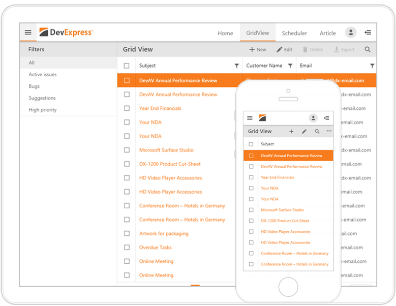 ASP.NET WebForms/MVC Responsive Web Application Template | DevExpress